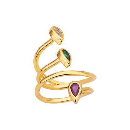 Colorful Zircon Ring Versatile Simple Handmade Open End Ring for Women