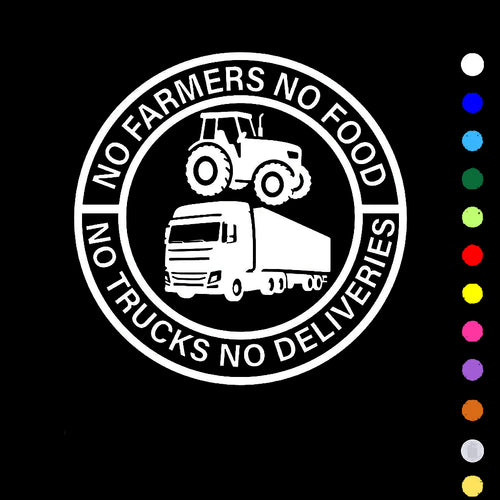 🎉BLACK FRIDAYA 🔥No Farmers No Food No Trucks No Deliveries Vinyl Sticker – 140mm Decal