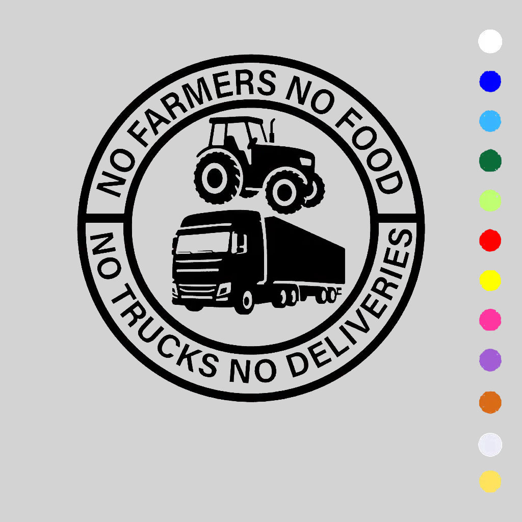 🎉BLACK FRIDAYA 🔥No Farmers No Food No Trucks No Deliveries Vinyl Sticker – 140mm Decal