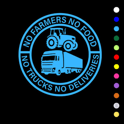 🎉BLACK FRIDAYA 🔥No Farmers No Food No Trucks No Deliveries Vinyl Sticker – 140mm Decal