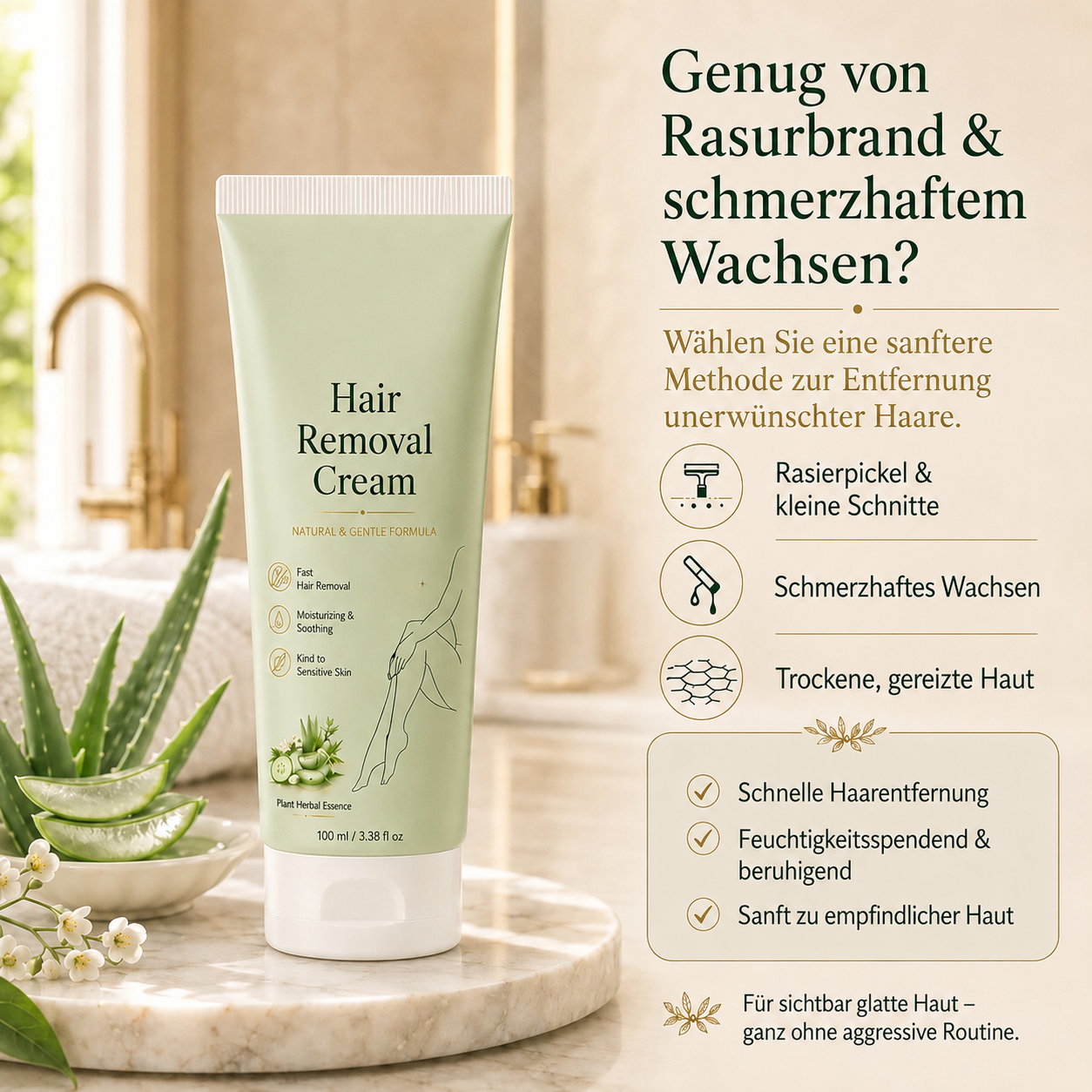 Natürliche sanfte Haarentfernung screme | Für Frauen & Männer, empfindliche Haut