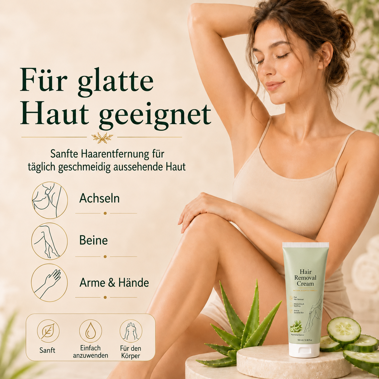 Natürliche sanfte Haarentfernung screme | Für Frauen & Männer, empfindliche Haut