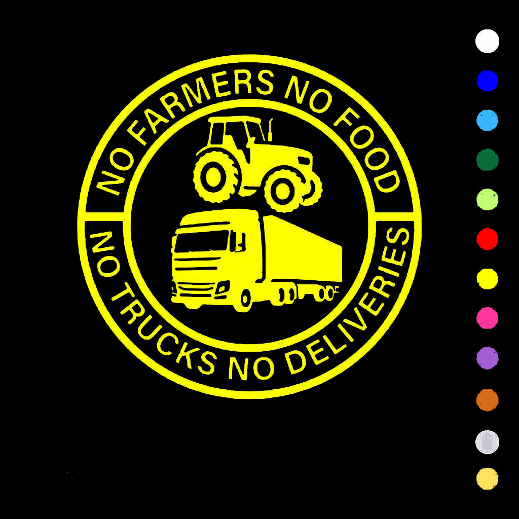 🎉BLACK FRIDAYA 🔥No Farmers No Food No Trucks No Deliveries Vinyl Sticker – 140mm Decal